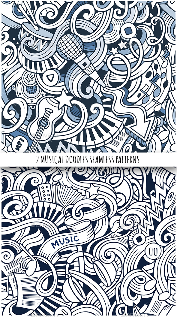 2 Doodles Music Seamless Pattern - Media Technology