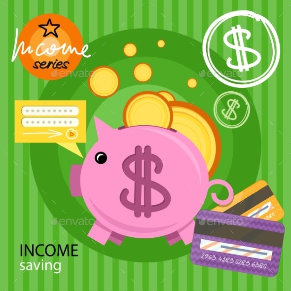 Piggy Bank With Coins Income Series - Concepts Business