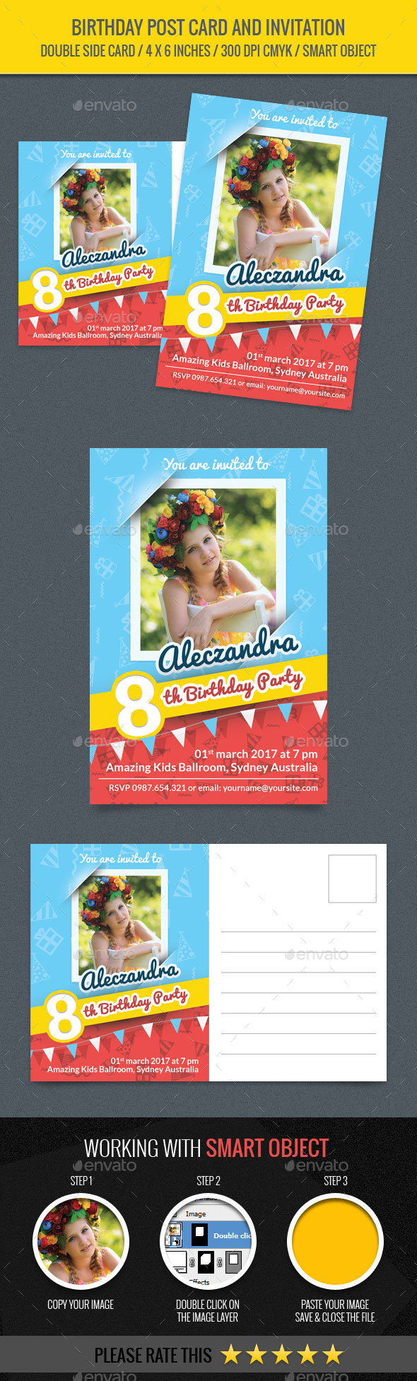 Birthday Post Card and Invitation Card - Birthday Greeting Cards