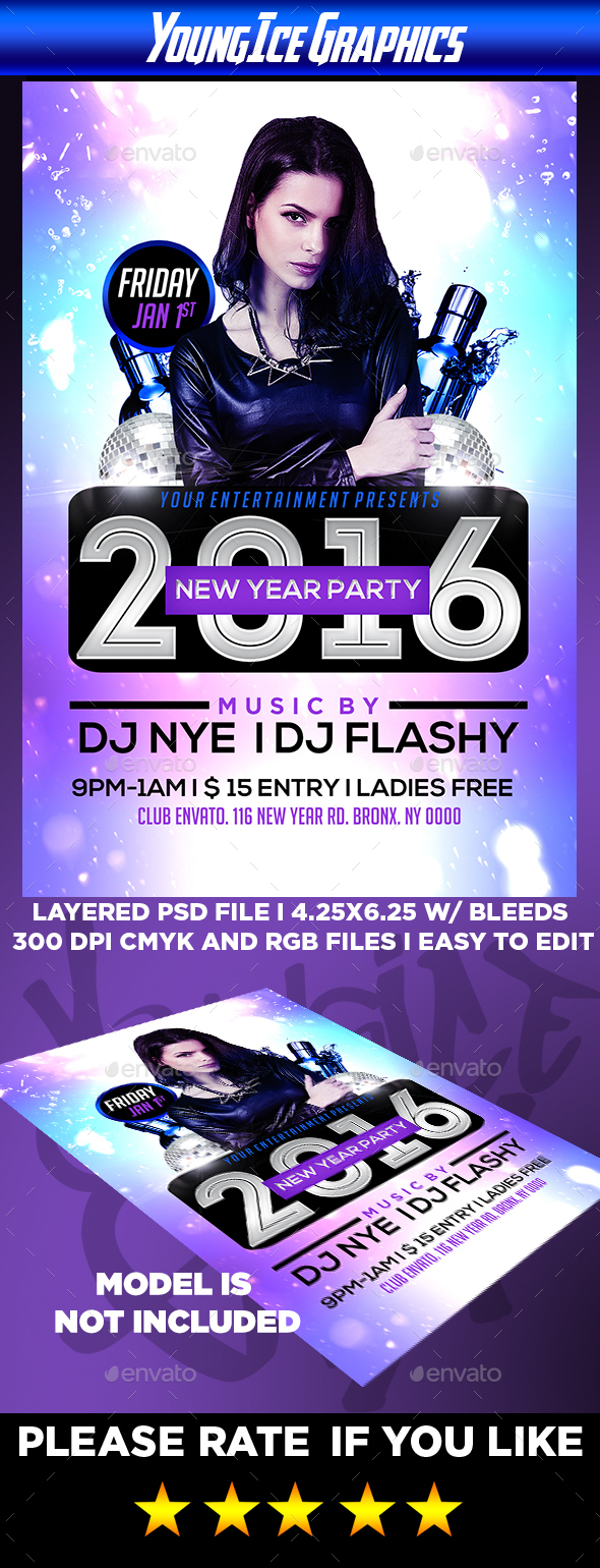 New Year Party Flyer Template - Clubs & Parties Events