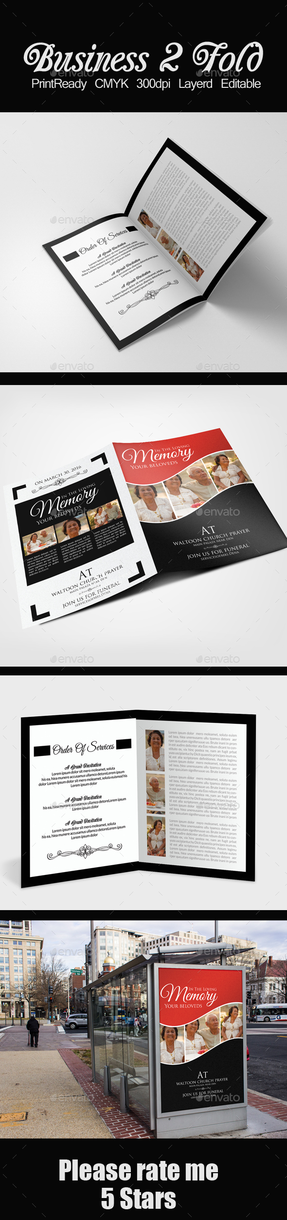 Memory Funeral Program Bifold Template - Corporate Brochures