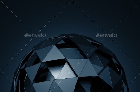 Low Poly Sphere With Chaotic Structure. - 3D Backgrounds