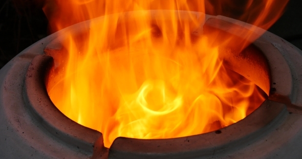 Bright, Intense Blast Of Flame From Tandoor