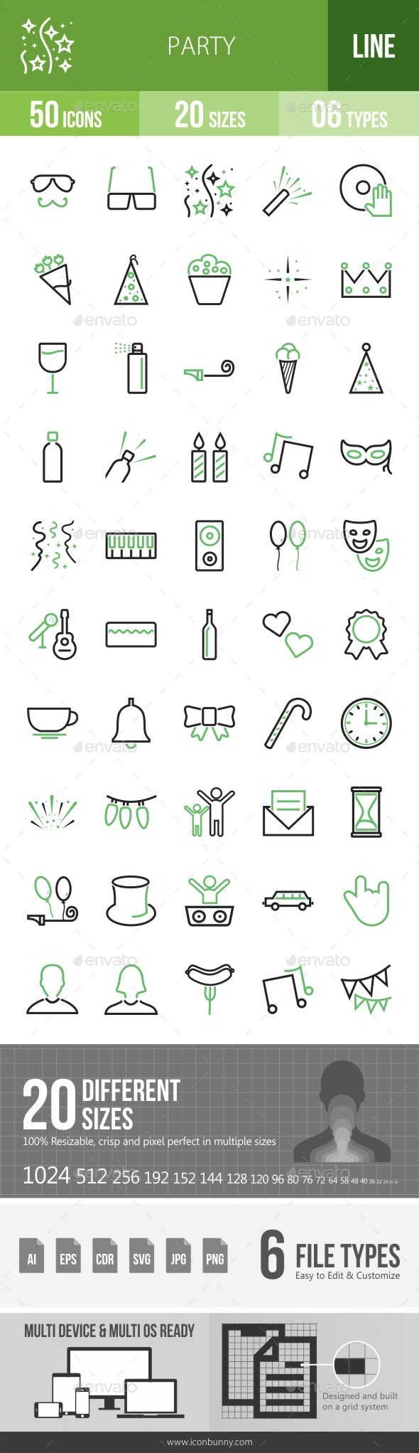 Party Green & Black Icons - Icons