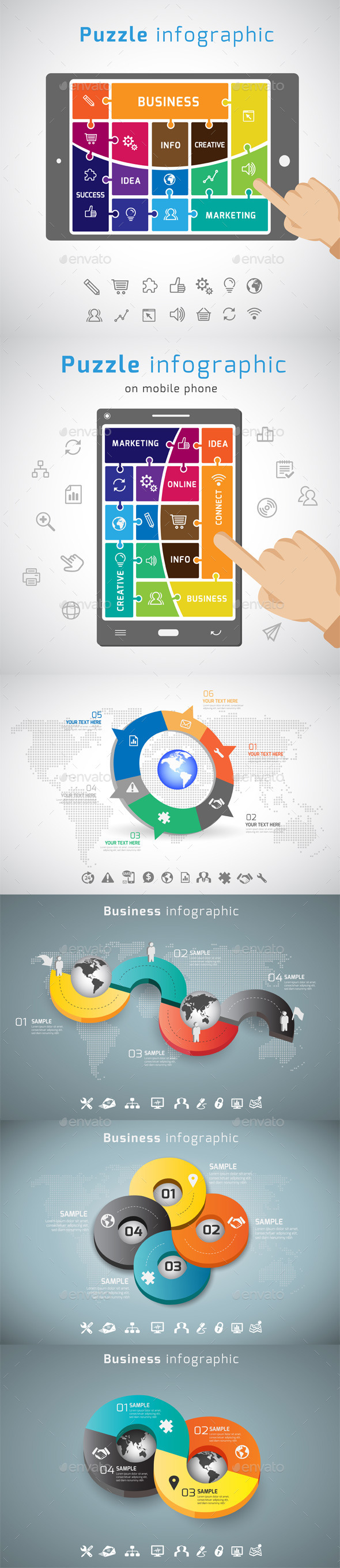 6 IN 1 Infographic templates Bundle