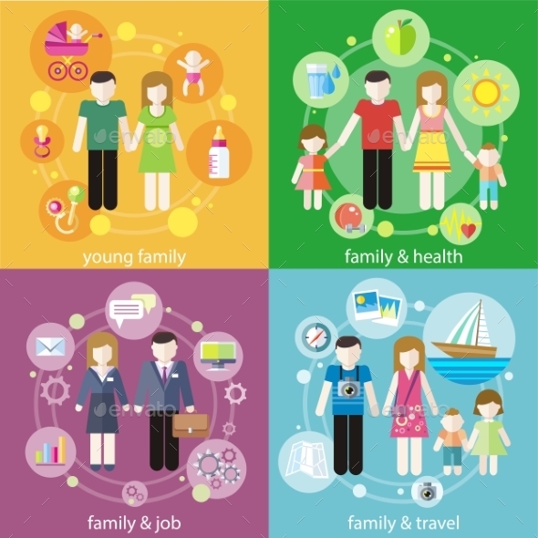 Family With Children Kids - People Characters