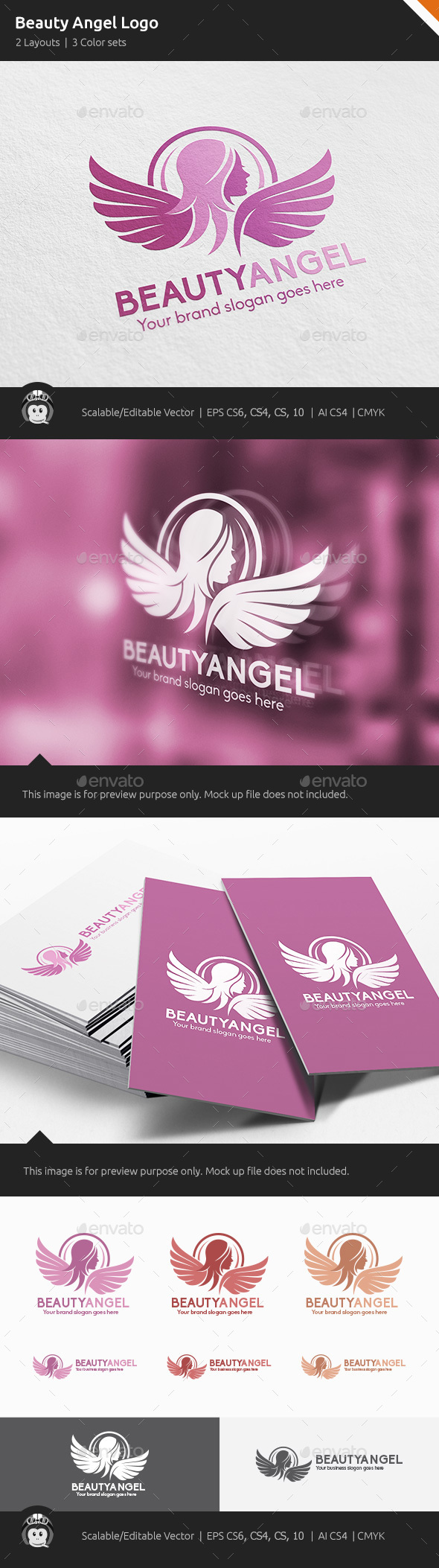 Beauty Angel Woman Wings Logo - Humans Logo Templates