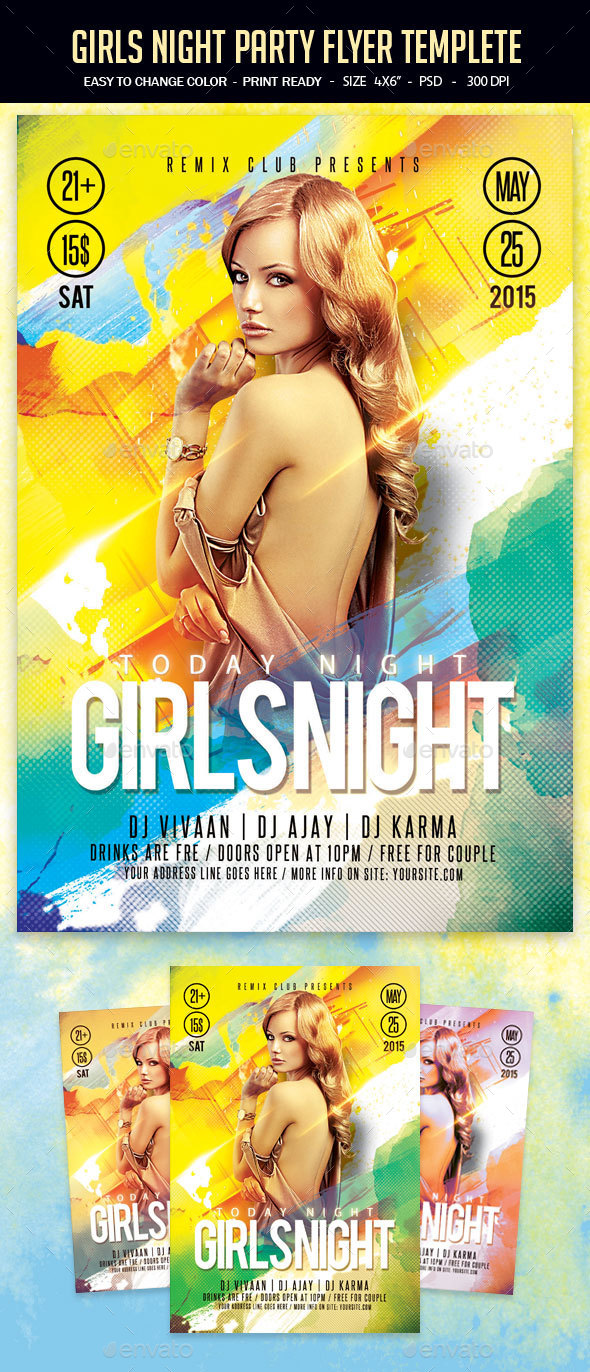 Girls Night Party Flyer Templete - Clubs & Parties Events