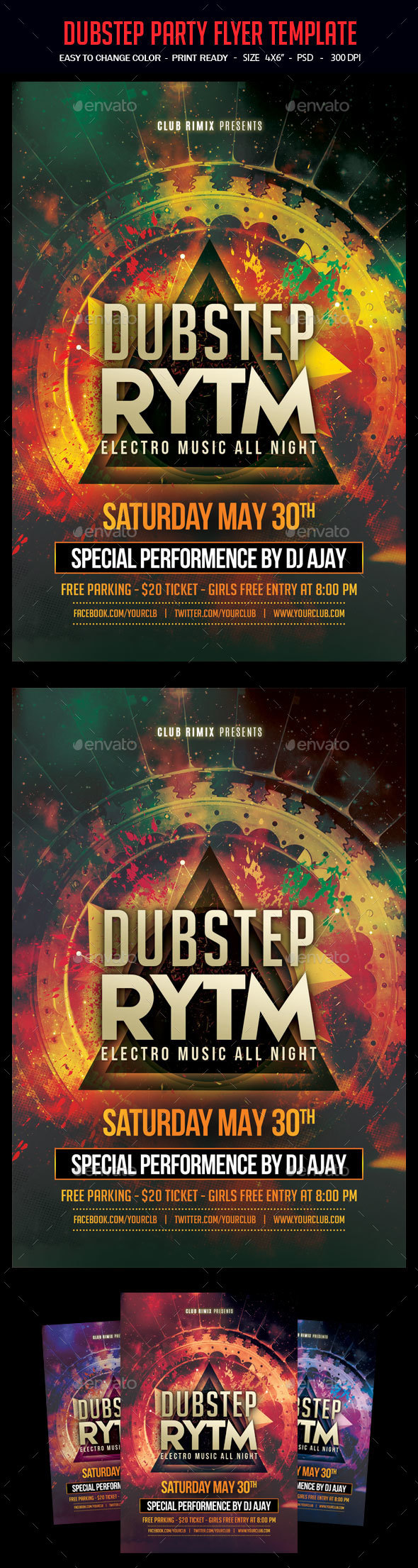 Dubstep Party Flyer Template - Clubs & Parties Events