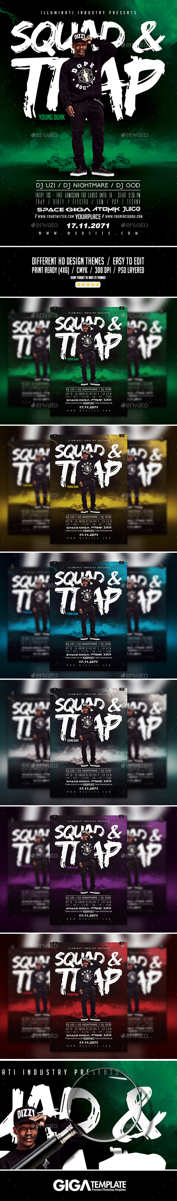 Squad & Trap | Modern Artist Flyers PSD Template - Events Flyers
