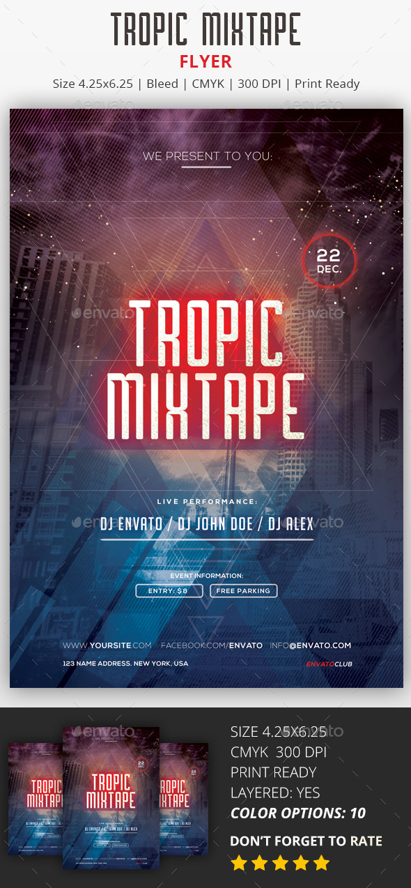 Tropic Mixtape - PSD Flyer - Flyers Print Templates