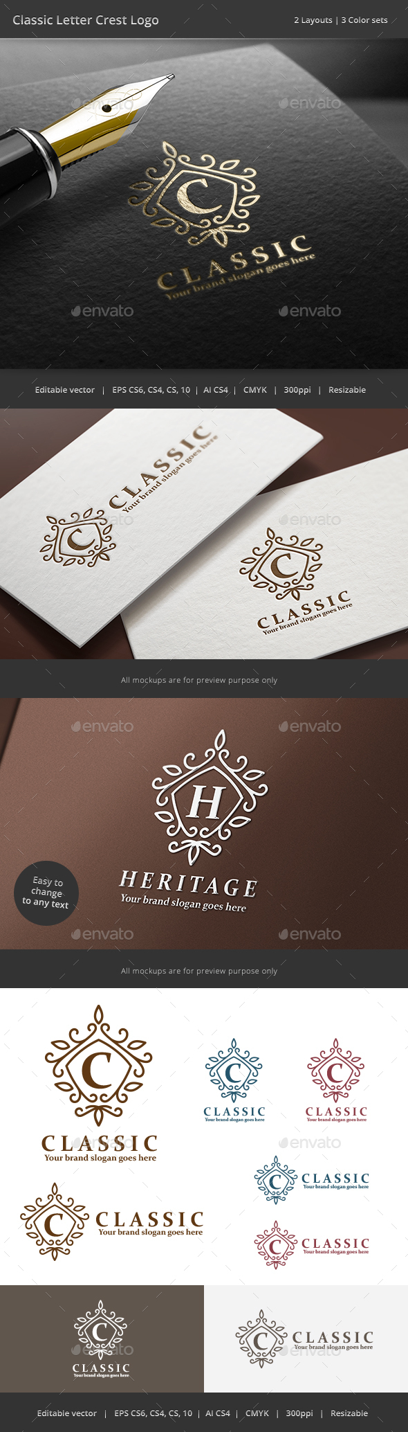 Classic Letter Crest Logo - Crests Logo Templates