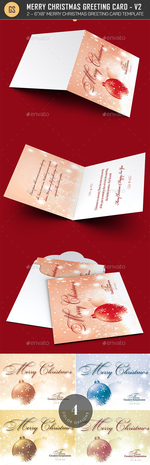 Merry Christmas Greeting Card Template V2