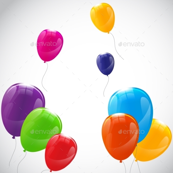 Color Glossy Balloons Background Vector - Objects Vectors