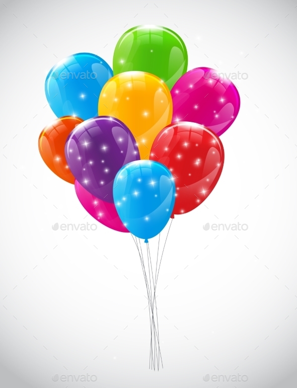 Color Glossy Balloons Background Vector - Objects Vectors