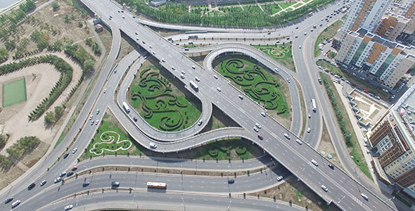 Aerial View Of Highway Interchange In Astana City
