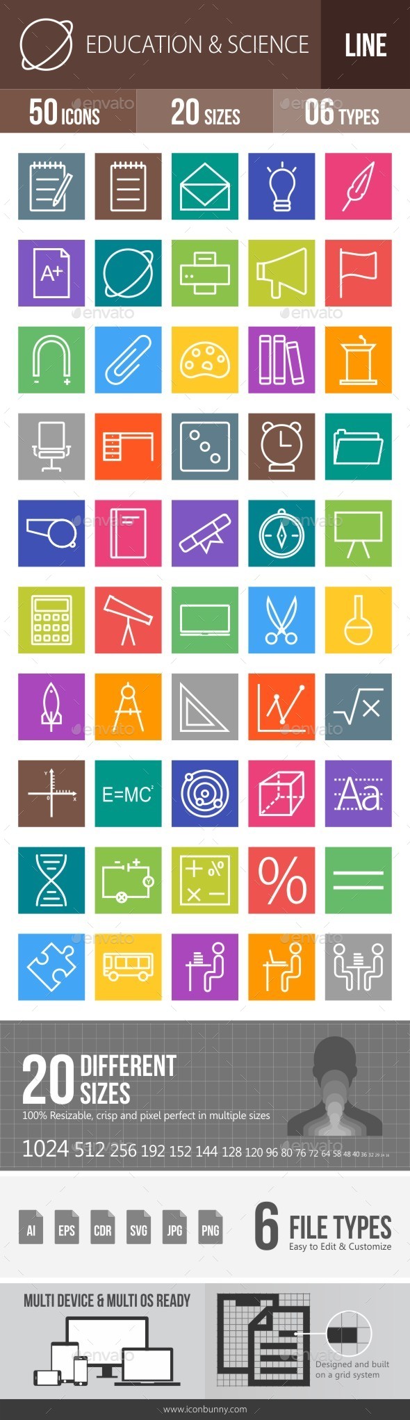 Education & Science Line Multicolor Icons - Icons