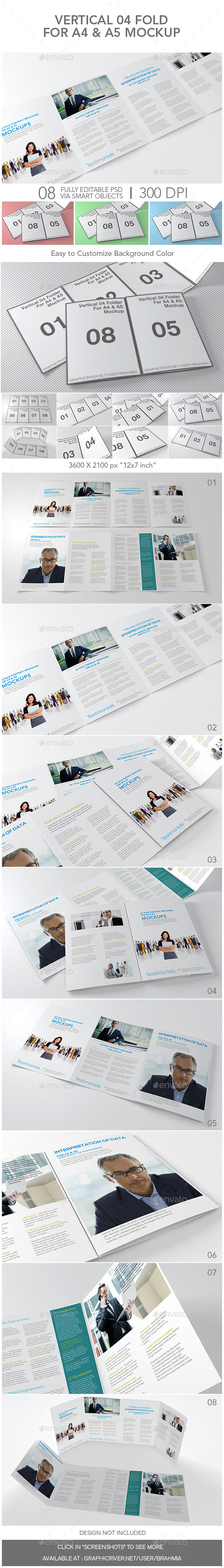 Vertical 04 Fold For A4 & A5 Mockup - Brochures Print