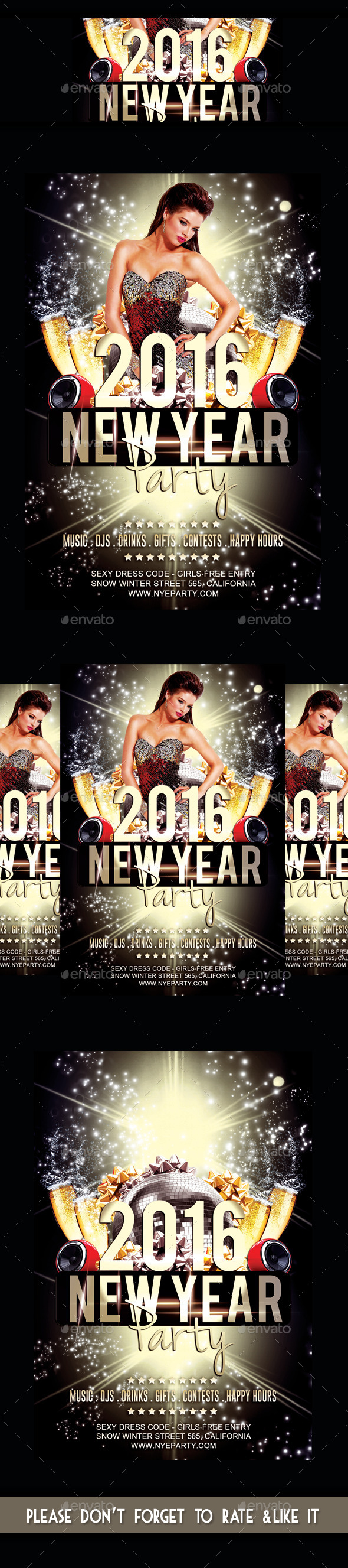 New Year 2016 Party Flyer - Flyers Print Templates