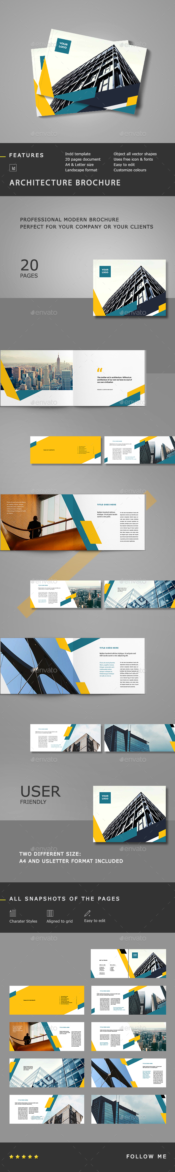 Architecture Landscape Brochure - Brochures Print Templates