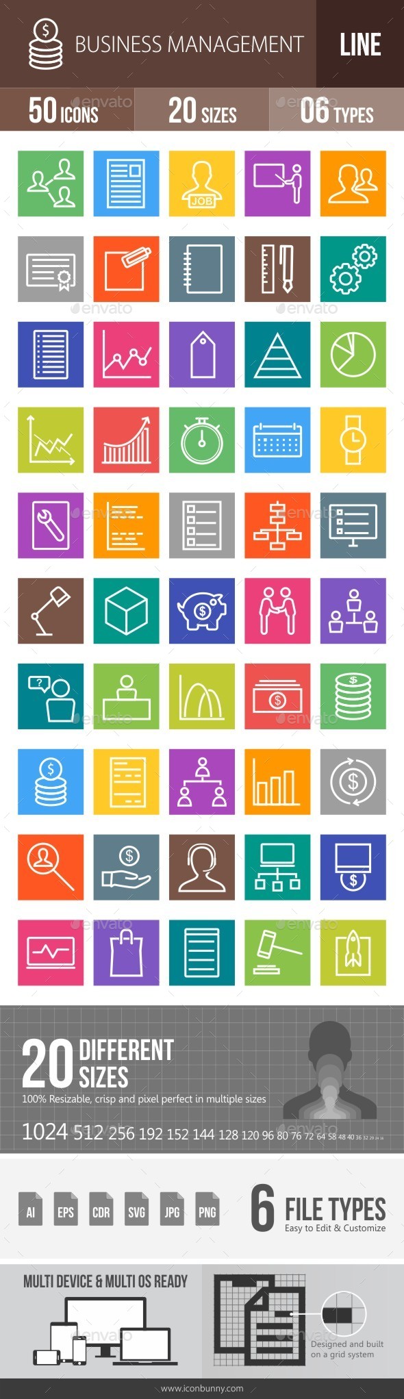 Business Management Line Multicolor Icons - Icons