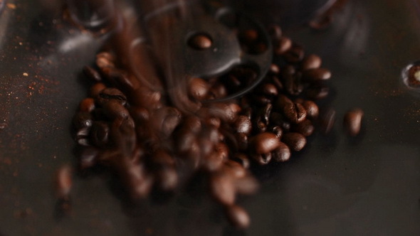 Coffee Grains are Loaded into a Coffee Machine