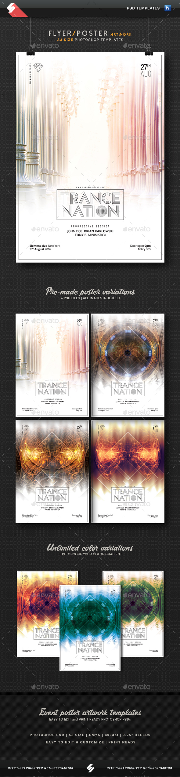 Trance Nation - Party Flyer Templates A3 - Clubs & Parties Events