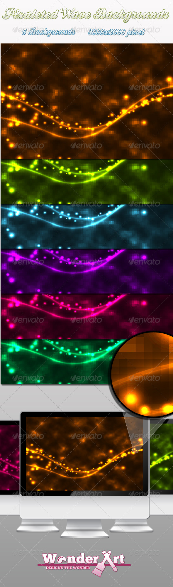 Pixaleted Glowing Background Pack