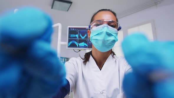 POV of Patient in a Dental Clinic Sitting on Surgery Chair alt