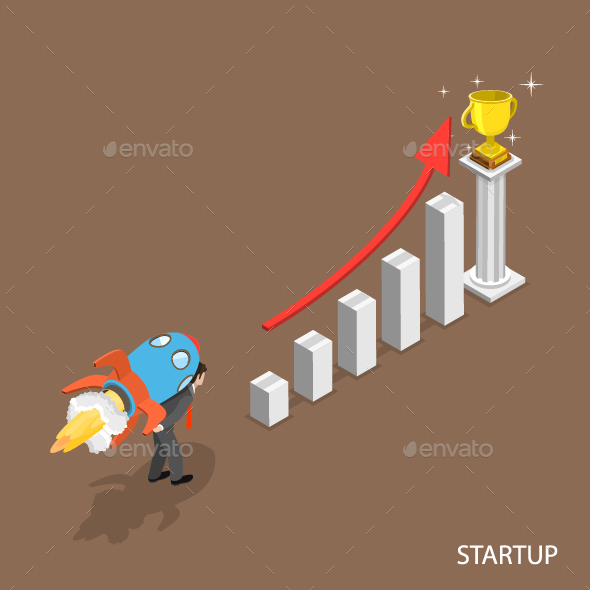Startup Isometric Flat Concept - Concepts Business