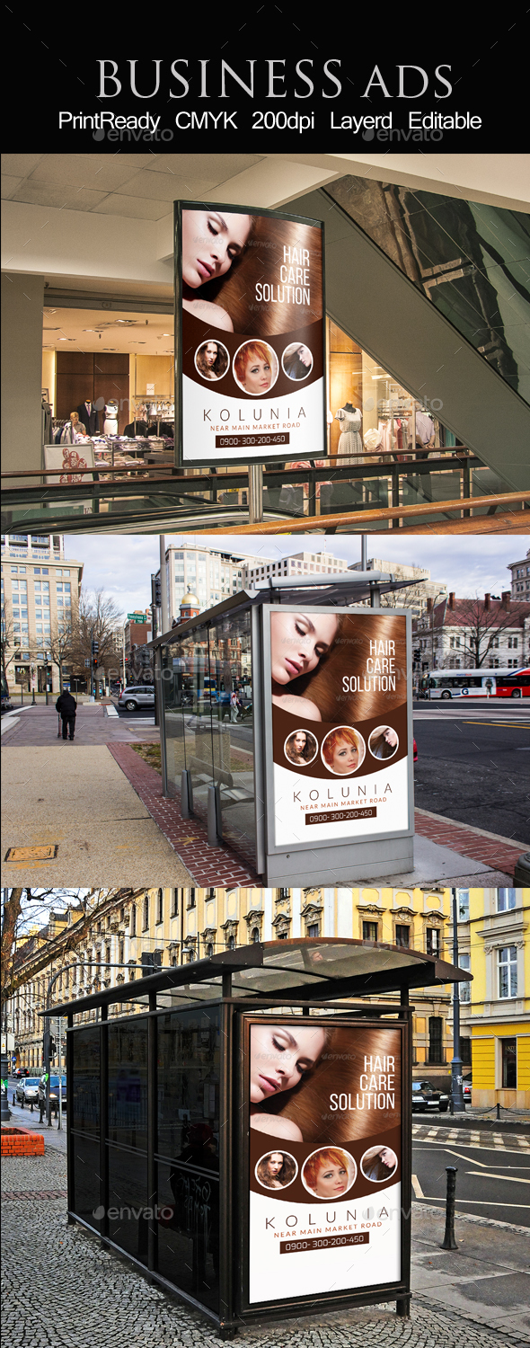 Hair Care Solution Outdoor Ad Template - Packaging Print Templates