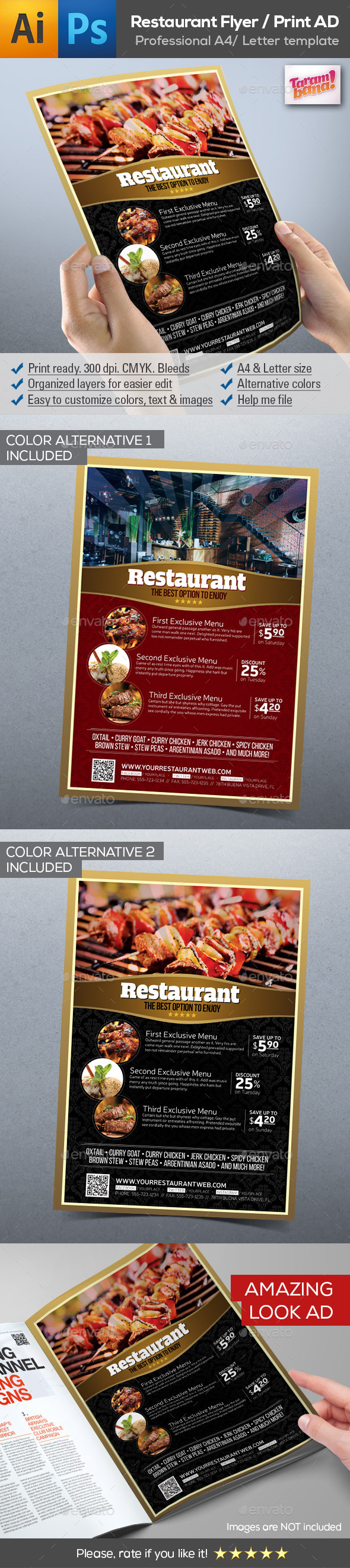 Modern Restaurant Flyer AD Template - Restaurant Flyers