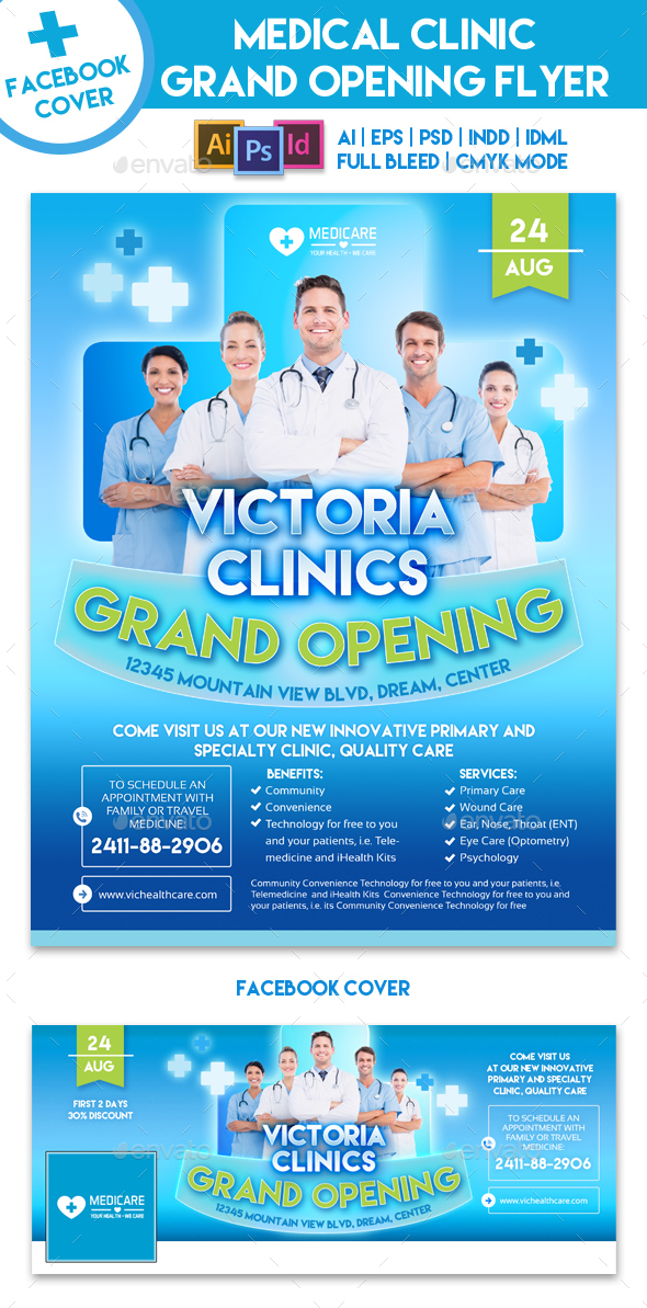 Medical Clinic Grand Opening Flyer Template by EMTY GraphicRiver