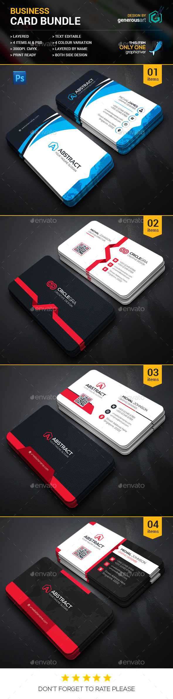 Business Card Bundle 4 in 1 - Corporate Business Cards