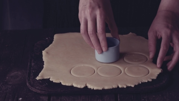 Making Shortbread Cookies By Woman's Hands Over