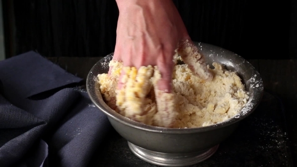 Making Shortcrust Pastry Dough By Woman's Hands In