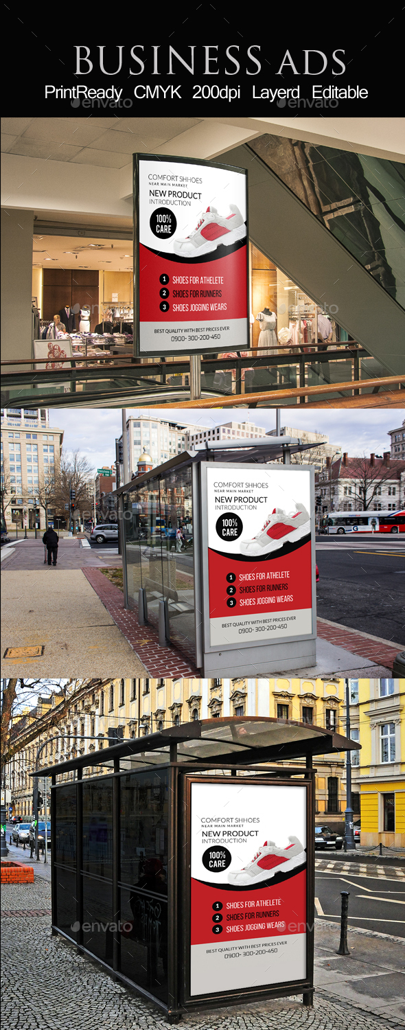 Shoes Discount Bus Stop Banner Ad Template - Signage Print Templates