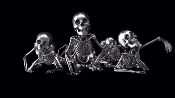 4K Silver crawling skeletons with alpha channel