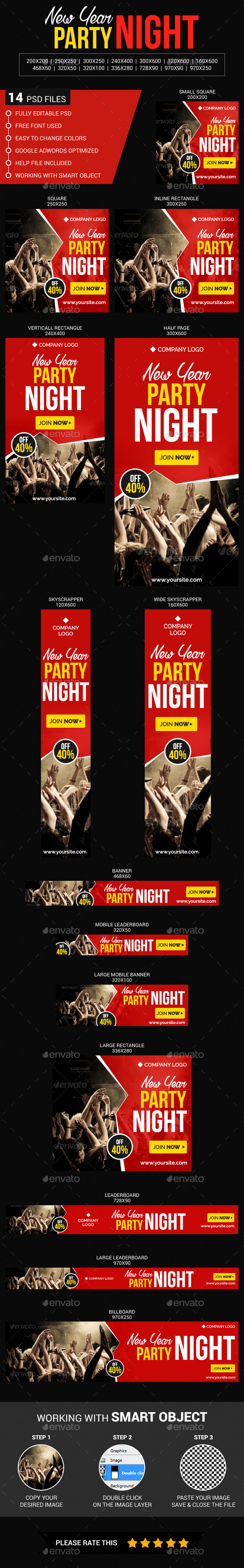 New Year Party - Banners & Ads Web Elements