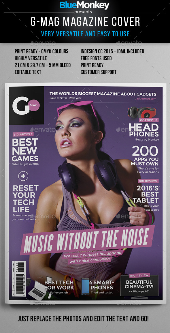 G-Mag Magazine Cover Template - Magazines Print Templates