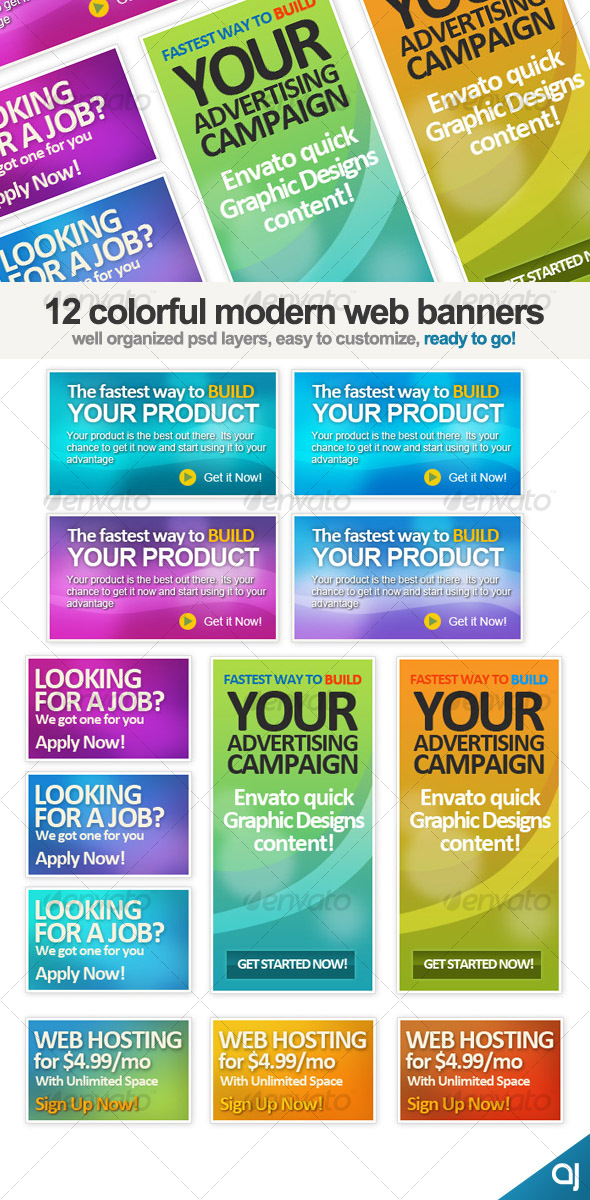 12 Different Web banners set - Web Elements