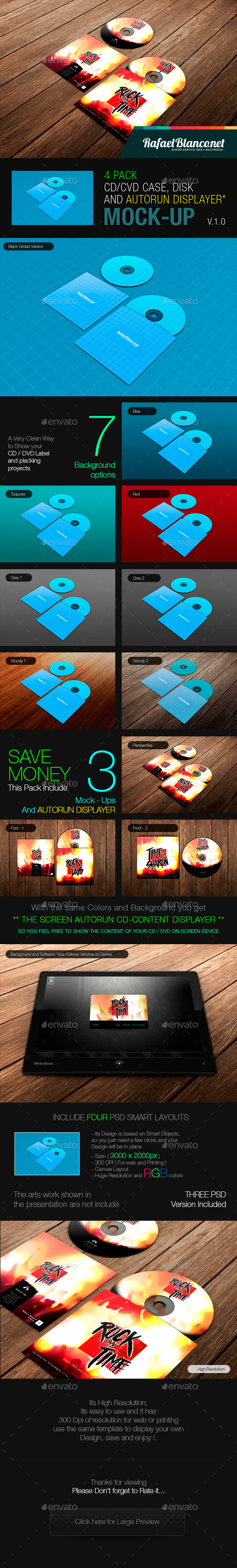 4 pack - CD/DVD Case and Disk with device app display for autorun cd content - Miscellaneous Displays