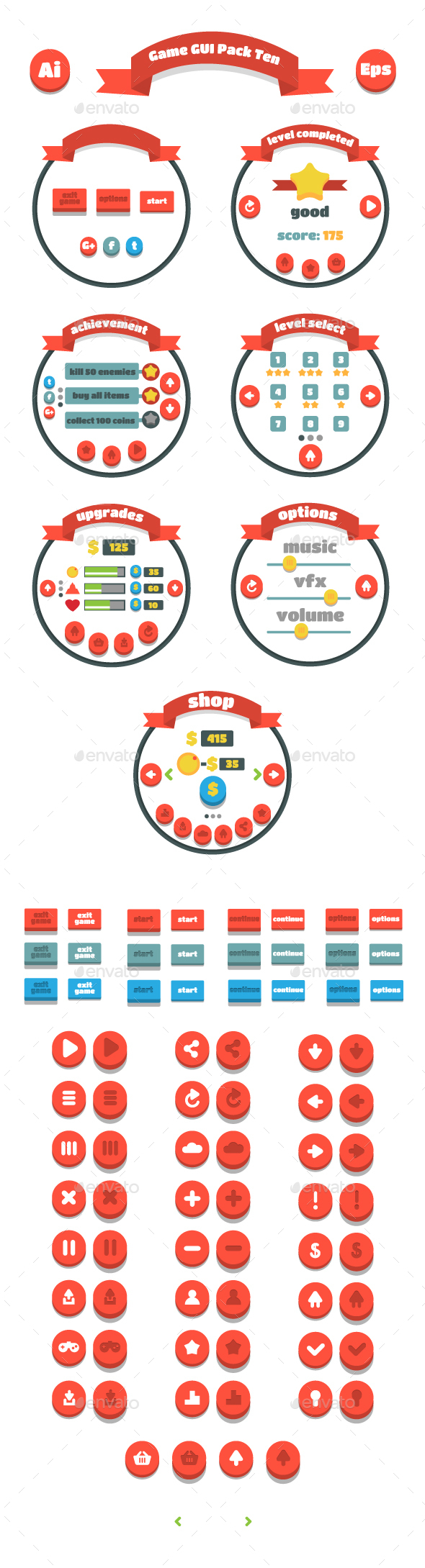 Game GUI Pack Ten - User Interfaces Game Assets
