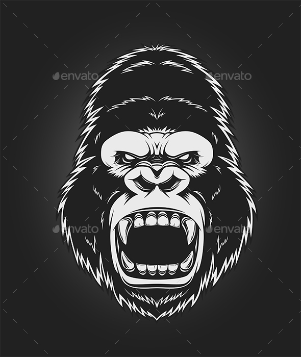 Angry Gorilla Head - Animals Characters