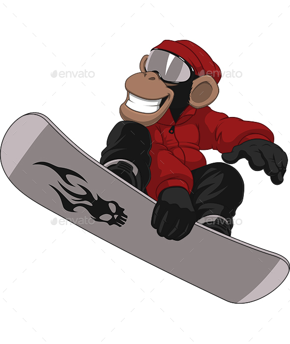 Monkey Snowboarder - Animals Characters