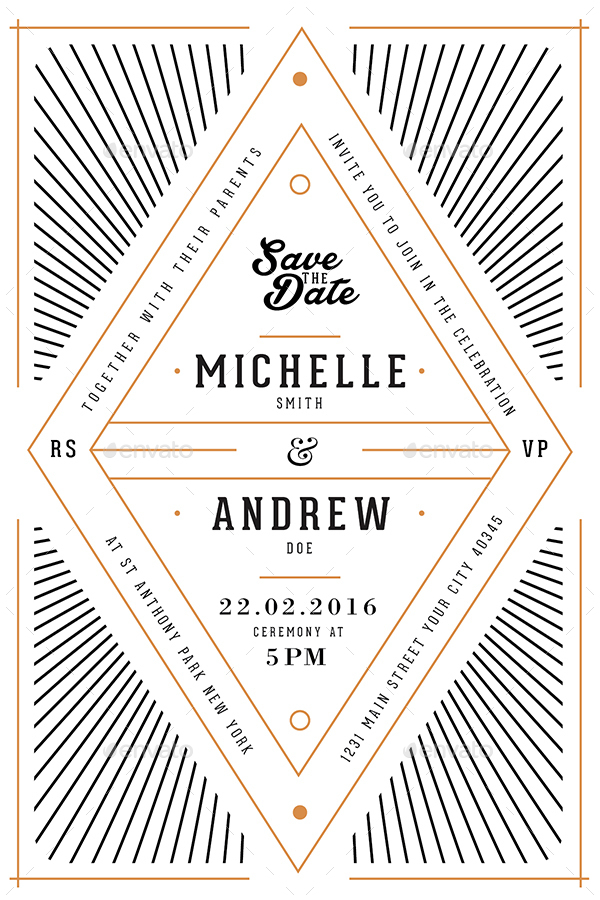 Art Deco Wedding Invitation Card by Guuver GraphicRiver