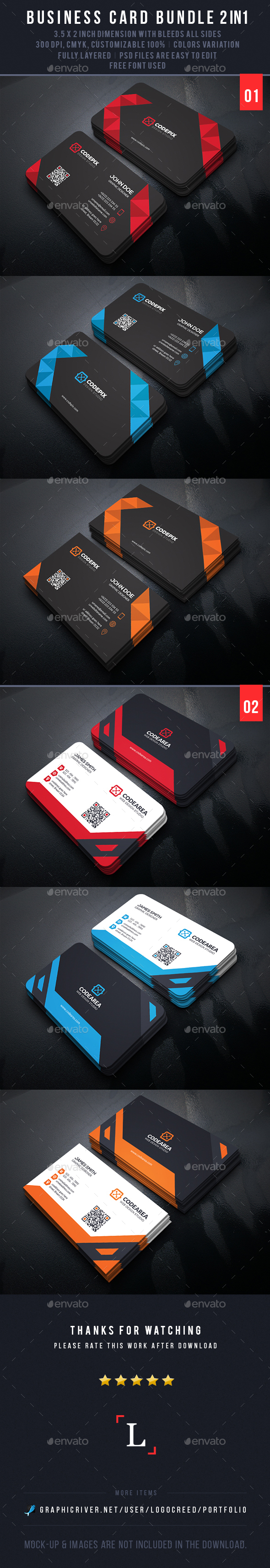 Corporate Business Card Bundle - Business Cards Print Templates
