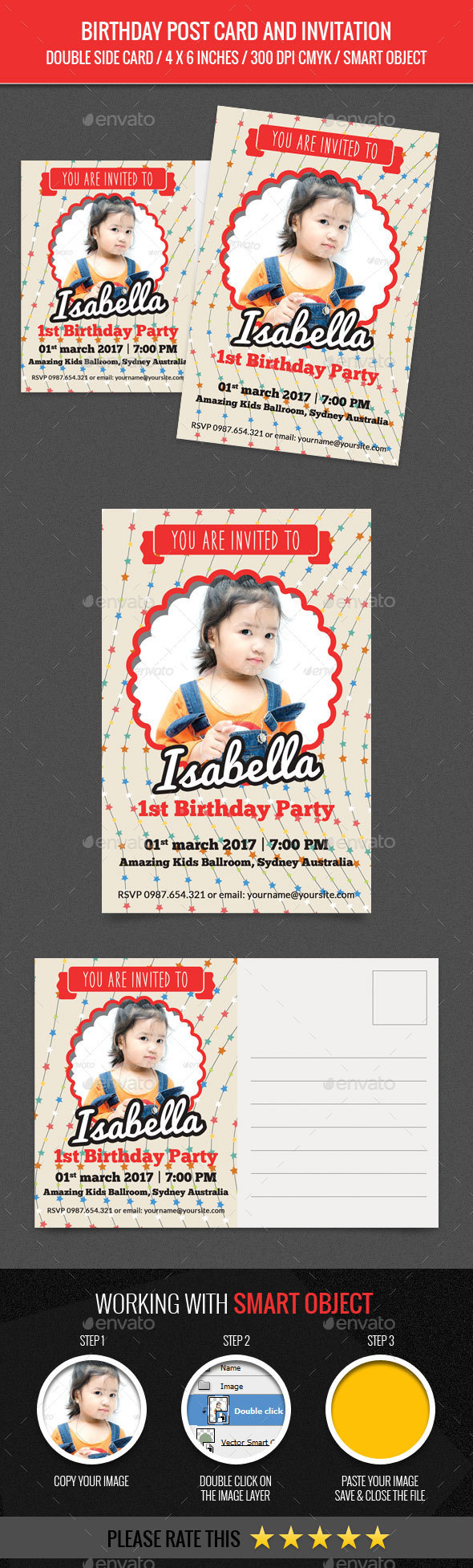 Birthday Post Card and Invitation Card - Birthday Greeting Cards