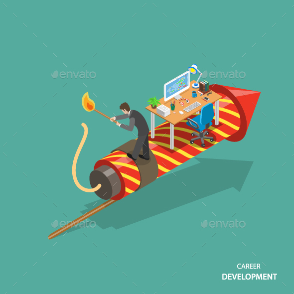 Career Development Isometric Flat Concept - Concepts Business