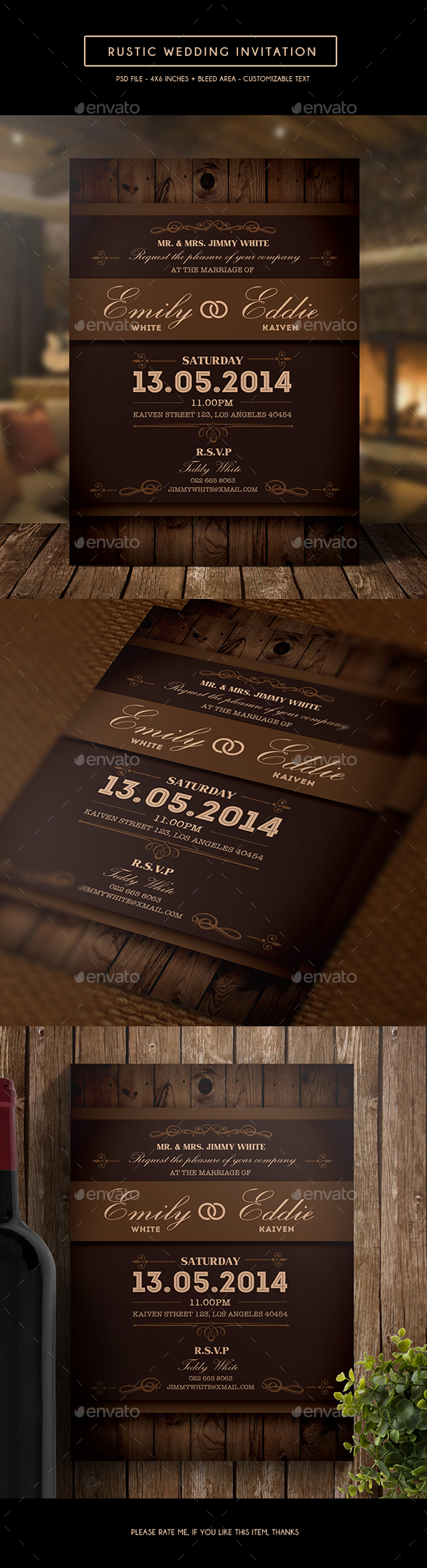 Rustic Wedding Invitation - Weddings Cards & Invites